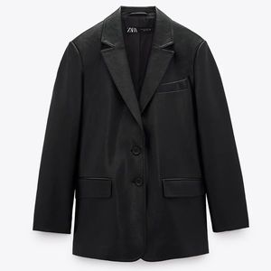 Zara Oversized Faux Leather Blazer
